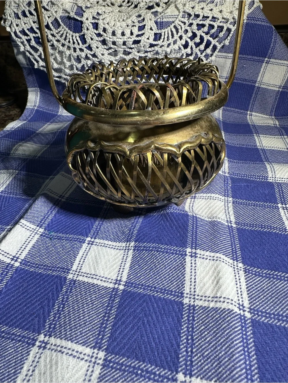 Brass VTG Woven MOTTAHEDEH DESIGN Basket Asian India
